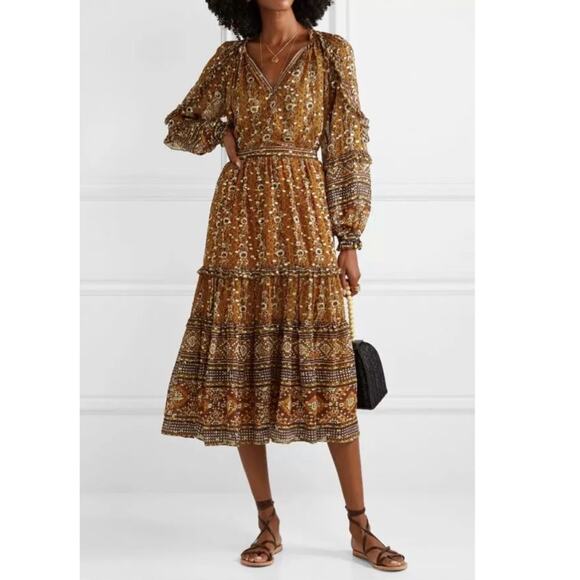 Ulla Johnson Thea Skirt in Ochre Shimmer Skirt Size 4 NWT - Picture 1 of 14